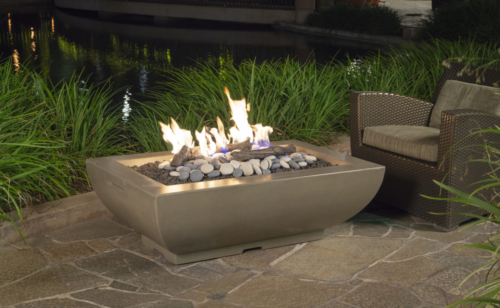 Bordeaux Rectangle Fire Bowl Lifestyle Night Shot 1